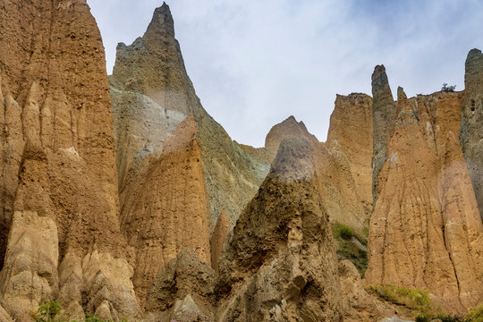 Eroded clay cliffs near Omarama in New Zealand