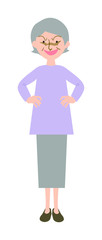 意地悪な表情をするおばあちゃんの全身ベクターイラスト