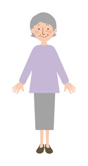 笑顔のおばあちゃん全身ベクターイラスト