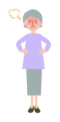 頭に血が上って怒るおばあちゃんの全身ベクターイラスト