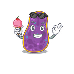 Cartoon design concept of shigella sp. bacteria having an ice cream