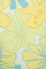 Zelfklevend Fotobehang Tile with a pattern of white-yellow-green flowers © dinastiya