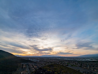 Sunset high angle view of the strip cityscape from Henderson View Pass