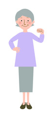 ガッツポーズをするおばあちゃんの全身ベクターイラスト