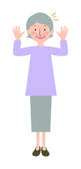 嬉しい驚きがあったおばあちゃんの全身ベクターイラスト