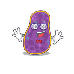 Mascot design style of geek shigella sp. bacteria with glasses