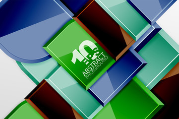 Glossy glass squares with round elements geometric composition. Abstract geometric background with 3d effect composition For Wallpaper, Banner, Background, Card, Book Illustration, landing page