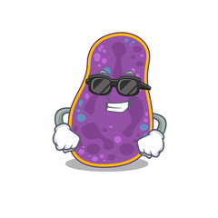 Cool shigella sp. bacteria cartoon character wearing expensive black glasses