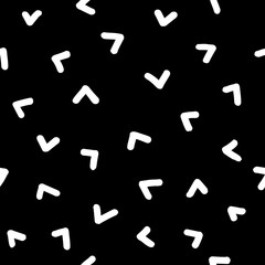 Monochrome seamless pattern. Vector illustration. Chaotic white  shapes on black background.