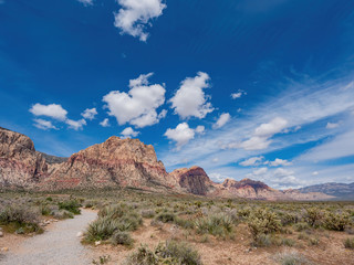 Sunny view of the beautiful Bridge Mountain in Red Rock Canyon area