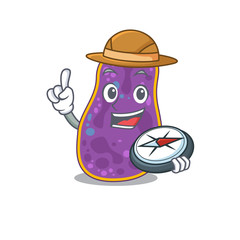 mascot design concept of shigella sp. bacteria explorer with a compass