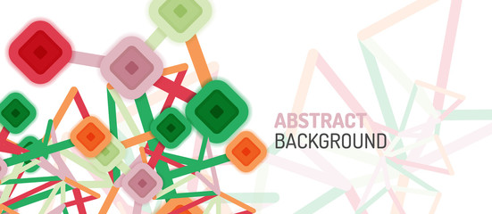 Fototapeta premium Abstract square dot connections, flat style multicolored geometric background for Wallpaper, Banner, Background, Card, Book Illustration, landing page or poster design