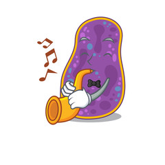 Talented musician of shigella sp. bacteria cartoon design playing a trumpet