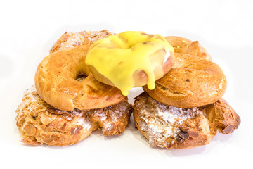 Rosquillas de San Isidro or Rosquillas del Santo, typical dessert of Madrid called, silly, ready, almond.