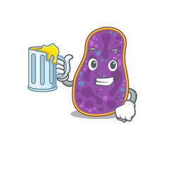 A cartoon concept of shigella sp. bacteria rise up a glass of beer