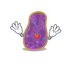 An amusing face shigella sp. bacteria cartoon design with tongue out