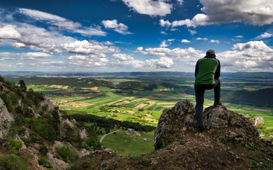 berg, wandern, landschaft, natur, himmel, anreisen, oben, wanderer, leute, fels, hills, anblick, person