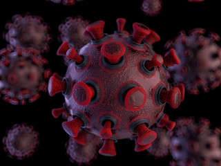 Covid-19. Pathogen respiratory coronavirus 2019-ncov flu. Pandemic. 3D