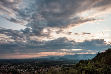 Stormy sunset in the italian countryside