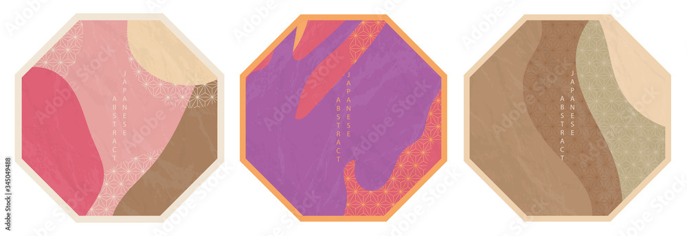 Wall mural oriental japanese style abstract pattern background design geometry wave move polygon banner
