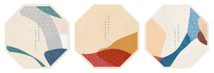 Oriental Japanese style abstract pattern background design geometry wave move polygon banner