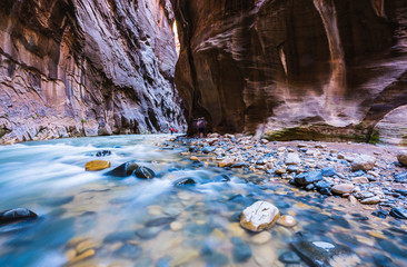 beautiful of narrow in the afternoon  in Zion National park,Utah,usa.