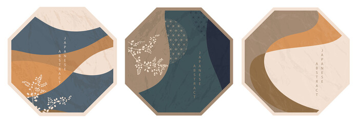 Oriental Japanese style abstract pattern background design geometry wave move polygon banner