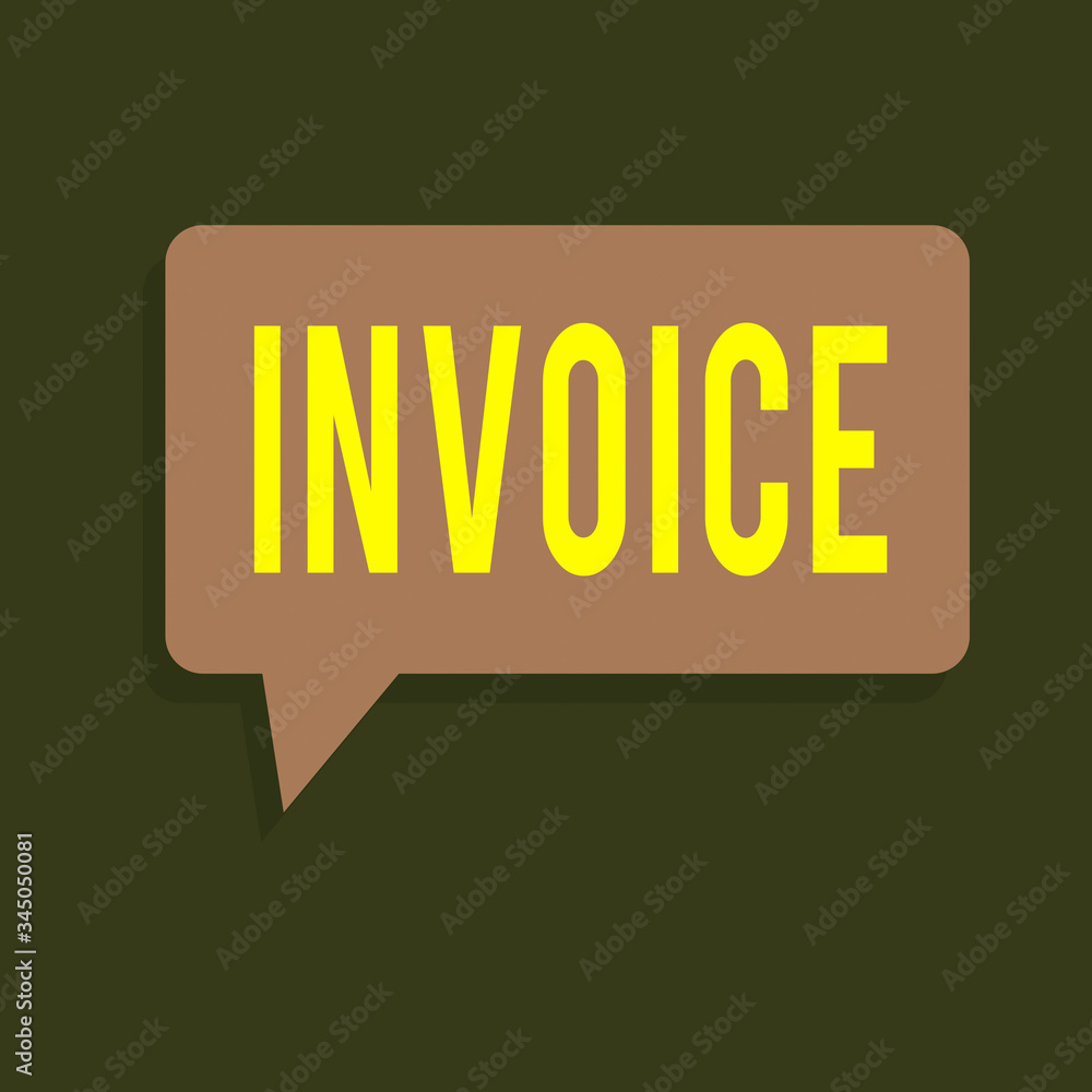Poster writing note showing invoice. business concept for list of goods sent services provided with sums fi