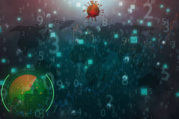 COVID-19 Outbreak Background Design. 3D medical illustration of Coronavirus disease COVID-19. World and outbreak of COVID-19