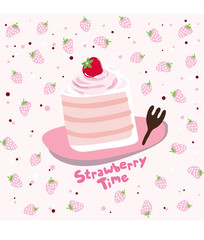 Strawberry cake illustration doodle vector