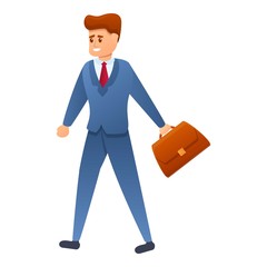 Walking businessman icon. Cartoon of walking businessman vector icon for web design isolated on white background