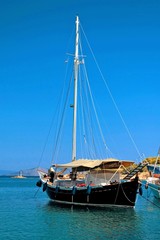 Naklejka na ściany i meble Boats in the old harbour of Spetses island, Saronic gulf, Greece, September 24 2015.