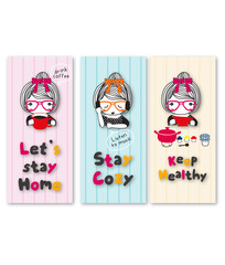 stay home doodle vector set