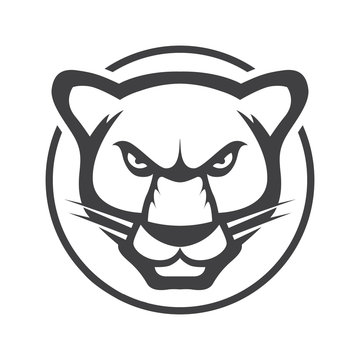 Leopard head. Jaguar vector logo or icon illustration mascot. Tiger wild cat minimalistic flat line outline stroke pictogram symbol emblem.