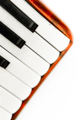 piano keys on white background
