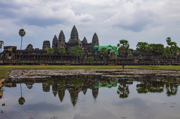 Fototapeta na wymiar Angkor Wat - Khmer temple in Siem Reap province, Cambodia, Southeast Asia. UNESCO World Heritage Site.