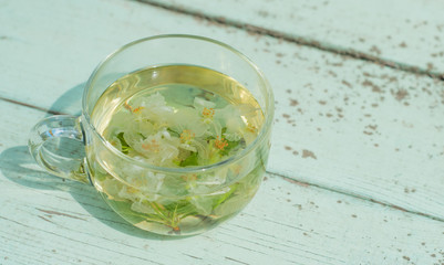 Herbal tea with blossom, natural lifestyle, health care