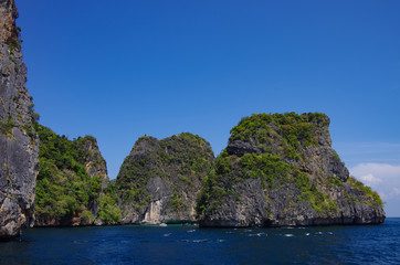 Beautiful limestone and the clear sea Phi Phi Leh south of Thailand, Krabi Province, Thailand, Asia