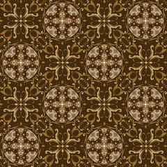 Modern circle art work motifs on batik design with simple dark brown color design
