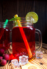 Fruit juice drinks For freshness,Red lemon juice in a glass jar
