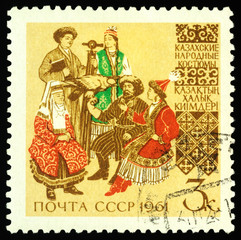 People in Kazakh folk costumes