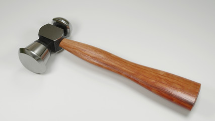 hammer with wooden handle 3D rendered illustration isolated on white background.