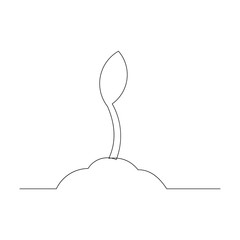 Continuous line drawing of small tree growth. Vector illustration