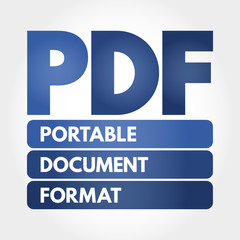 PDF - Portable Document Format acronym, technology concept background