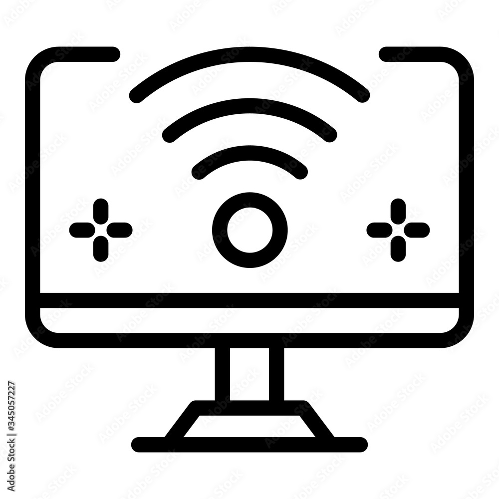 Poster wifi on computer icon. outline wifi on computer vector icon for web design isolated on white backgro