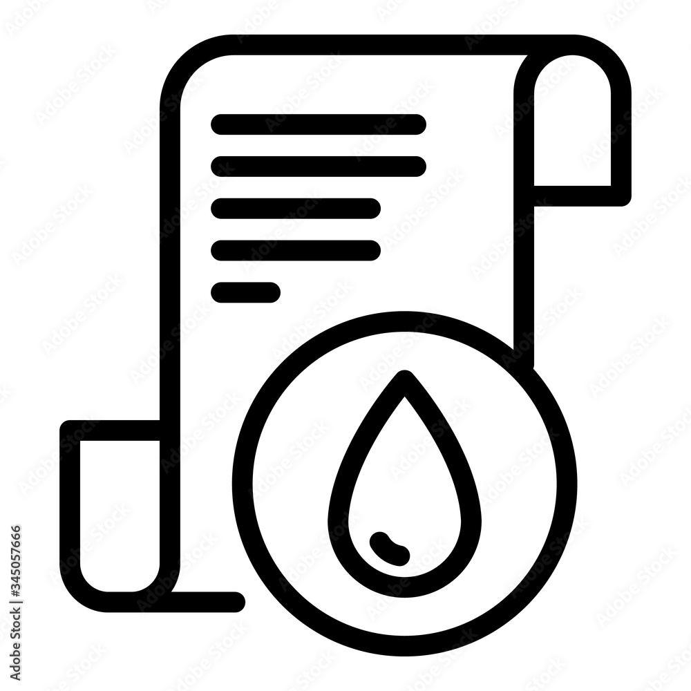 Poster a drop on a paper scroll icon. outline a drop on a paper scroll vector icon for web design isolated 