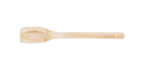 Wood bamboo spatula isolated on white background , clipping path
