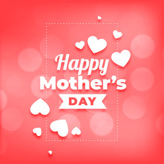 happy mothers day hearts and bokeh background
