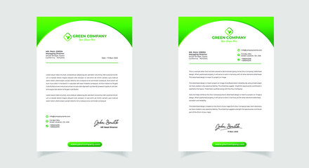 Green Nature Letterhead Design for company or cooporate. Modern Business Letterhead Design Template