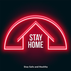 stay home red neon style poster design